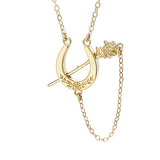 14k Gold Petite Lucky Rose Horseshoe Pendant