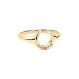 14k Wild Rose Horseshoe Signet Ring