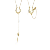 14k Gold Petite Lucky Rose Horseshoe Pendant