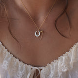 14k Vermeil Lucky Rose Horseshoe Pendant