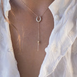 14k Gold Petite Lucky Rose Horseshoe Pendant