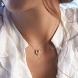 14k Gold Petite Lucky Rose Horseshoe Pendant