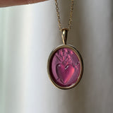 One of a Kind 14k Pink Sacred Heart Intaglio Pendant