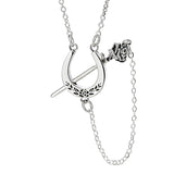 Silver Petite Lucky Rose Horseshoe Pendant