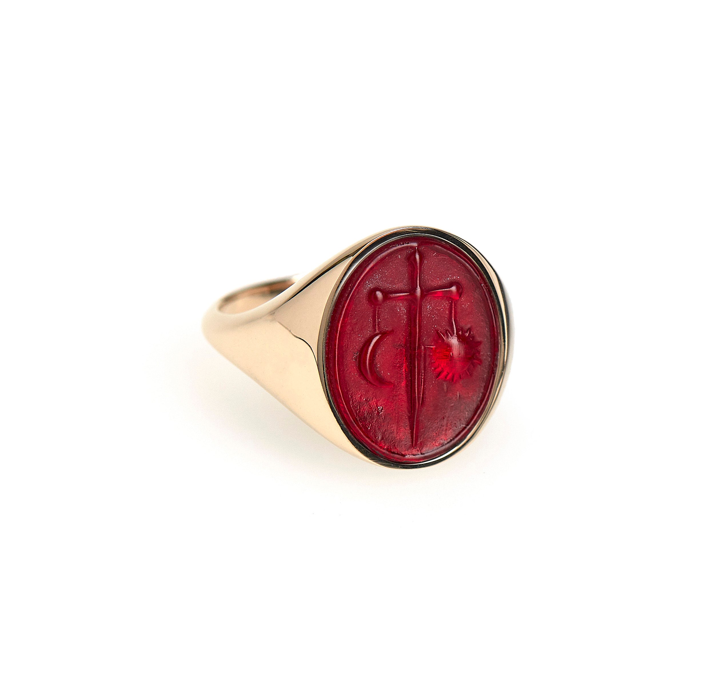 Sun & Moon Balance Intaglio Signet Ring