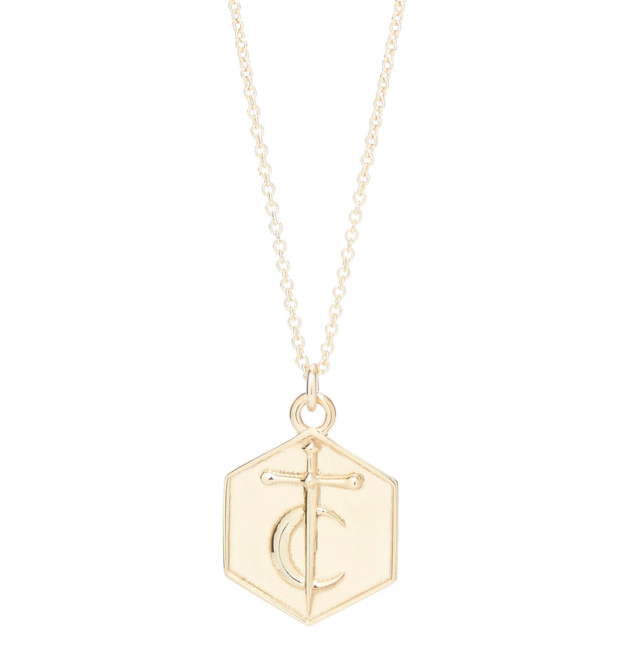 SWORD & MOON HEXAGON PENDANT